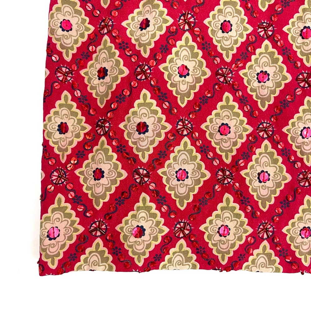 Hugo Buscati Geometric Pattern Beaded Sequin Spaghetti Strap Mini Party Dress - Picture 5 of 8
